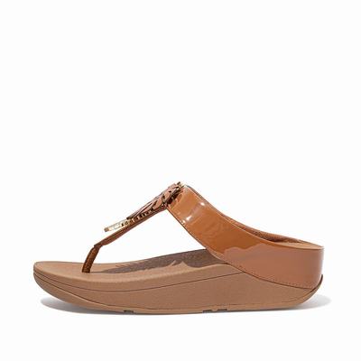 Fitflop Fino Jungle Leaf Patent - Sandalen Damen - HellBraun (GKO842530)